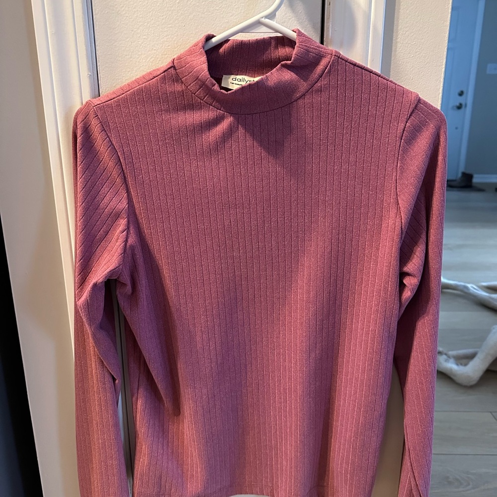 Daily Ritual Women's Pink Ribbed Top